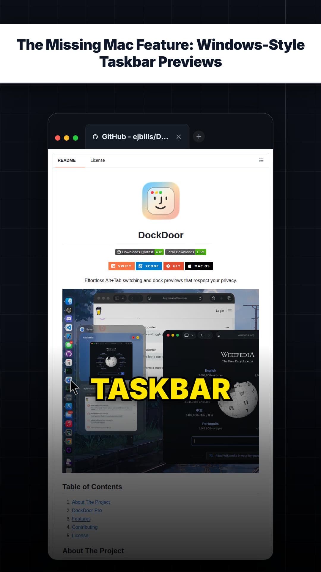 The Missing Mac Feature: Windows-Style Taskbar Previews — repo signal thumbnail