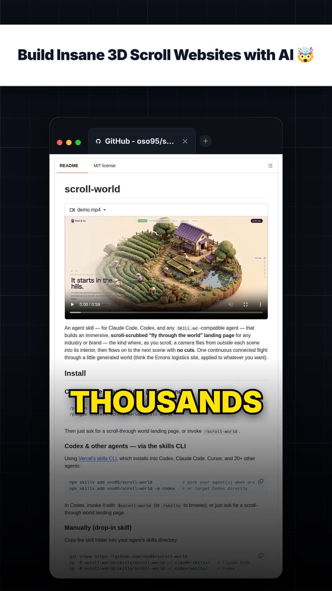 Build Insane 3D Scroll Websites with AI 🤯 — repo signal thumbnail