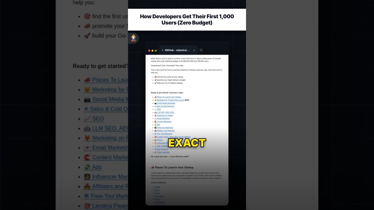 Cara Developer Mendapatkan 1.000 Pengguna Pertama (Tanpa Budget) — repo signal thumbnail