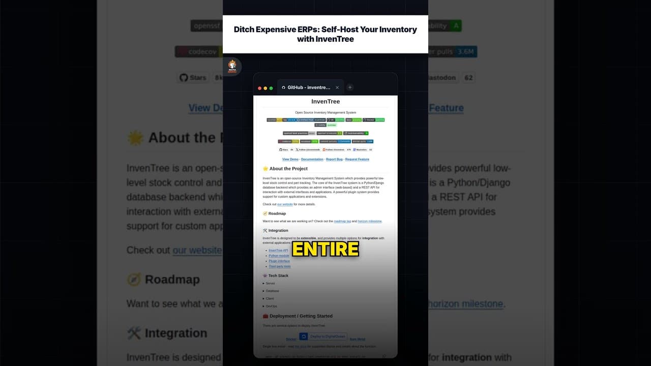 महंगे ERPs को छोड़ें: InvenTree के साथ अपनी इन्वेंटरी को Self-Host करें — repo signal thumbnail