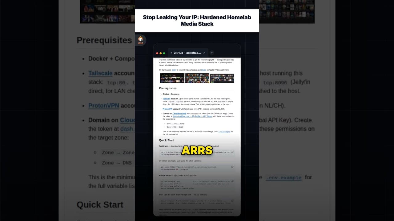 अपना IP लीक होने से रोकें: सुरक्षित Homelab Media Stack — repo signal thumbnail
