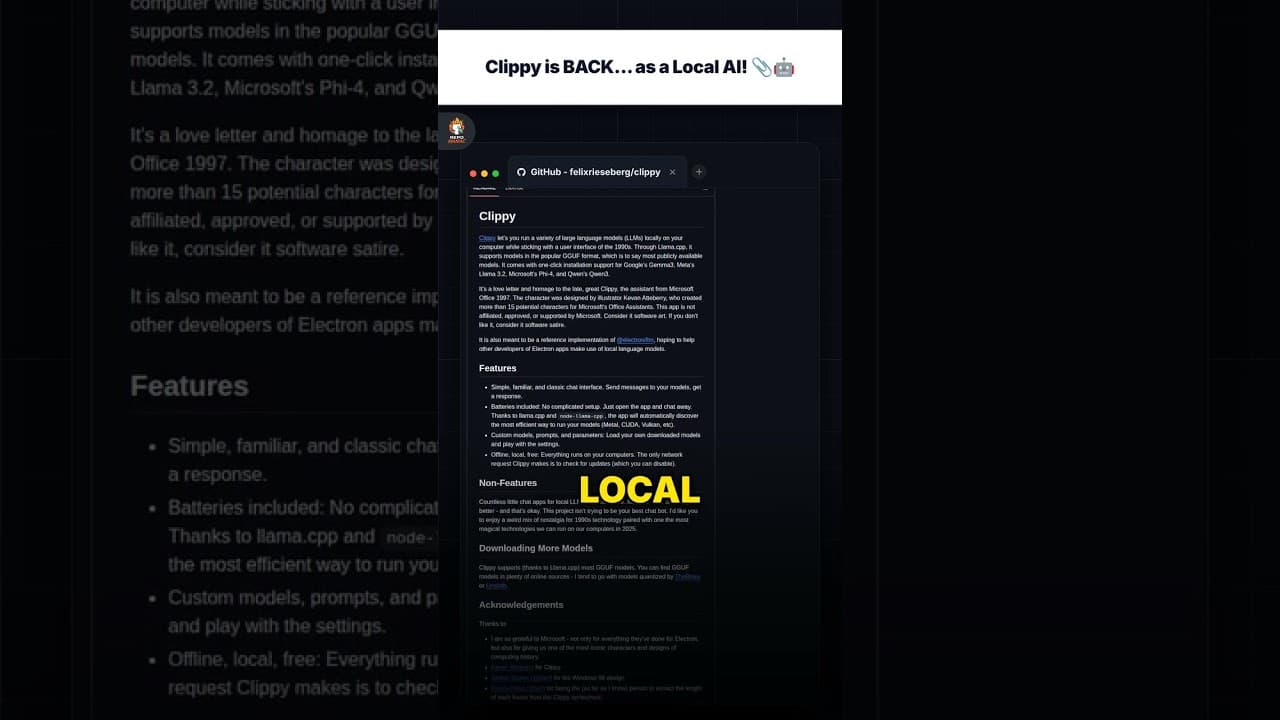 Clippy KEMBALI... sebagai AI Lokal! 📎🤖 — repo signal thumbnail