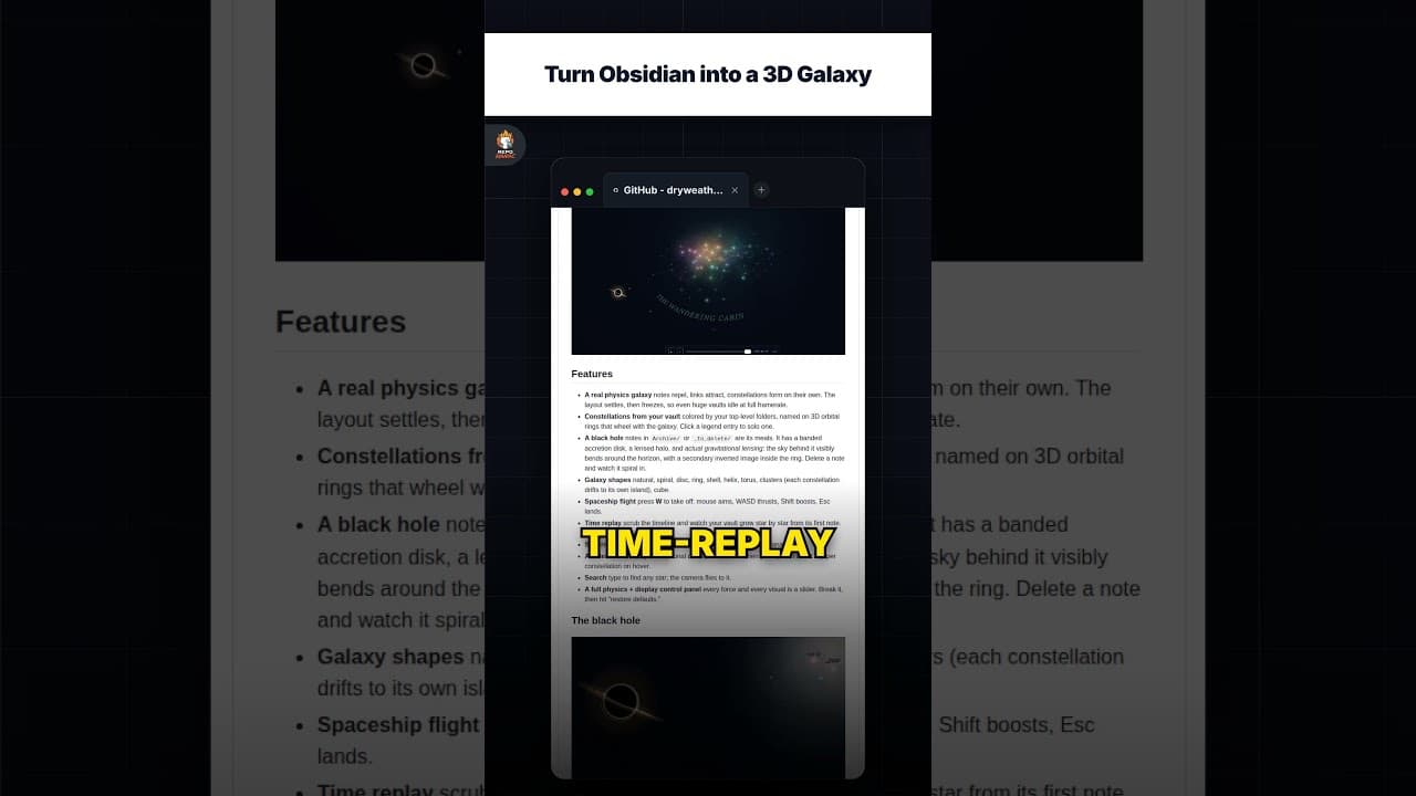 Turn Obsidian into a 3D Galaxy — repo signal thumbnail