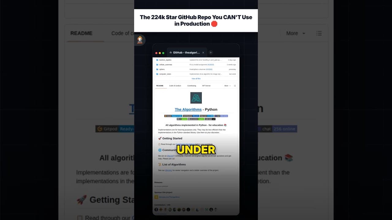 Repositori GitHub dengan 224 Ribu Star yang TIDAK BISA Digunakan untuk Production 🛑 — repo signal thumbnail