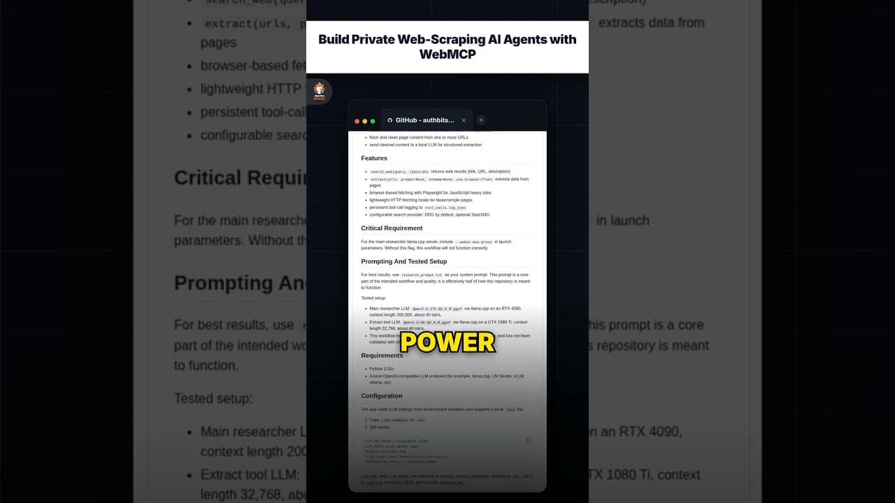 WebMCP के साथ निजी वेब-स्क्रैपिंग AI एजेंट बनाएं — repo signal thumbnail
