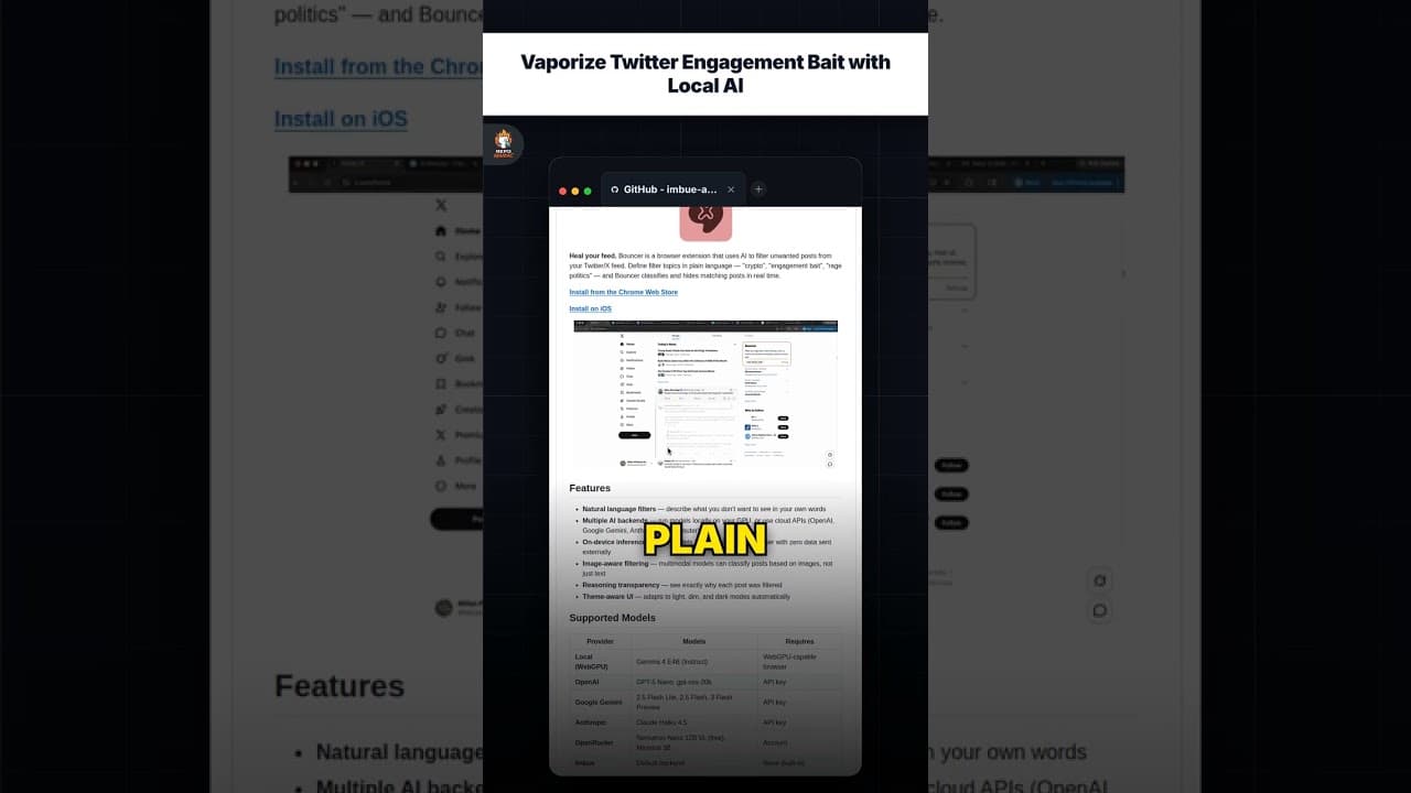 स्थानीय AI से Twitter एंगेजमेंट बेट को मिटा दें — repo signal thumbnail