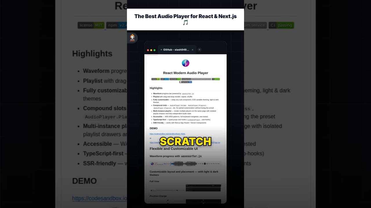 The Best Audio Player for React & Next.js 🎵 — repo signal thumbnail