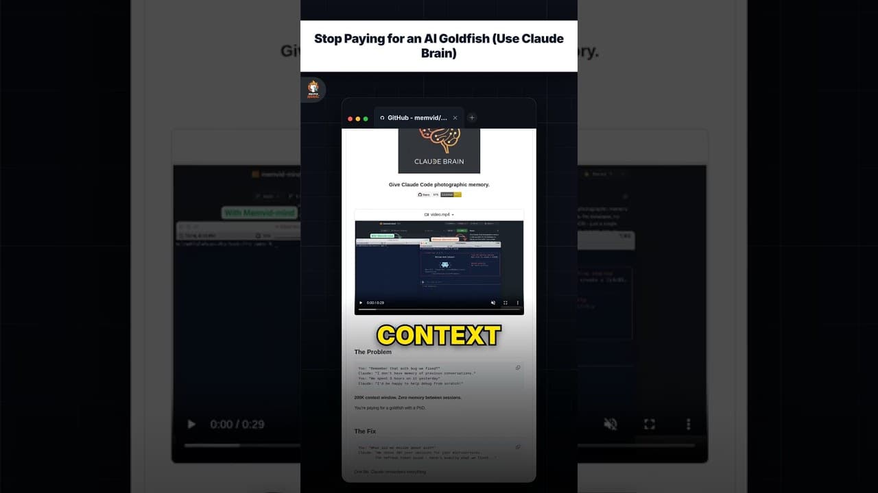 Berhenti Bayar untuk AI Pelupa (Pakai Claude Brain) — repo signal thumbnail