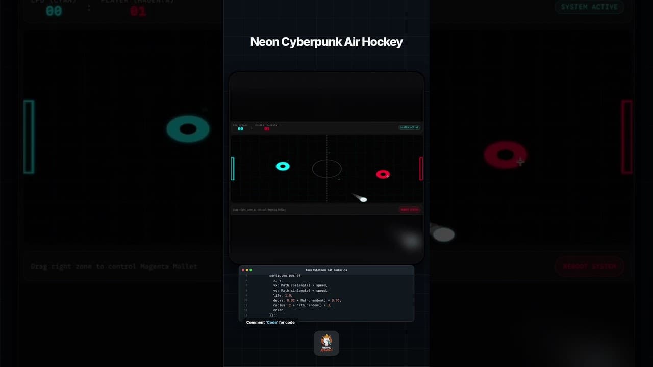 ⚡ Neon Cyberpunk Air Hockey #github #githubprojects — fun project thumbnail