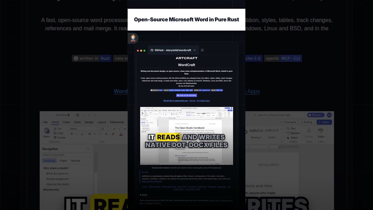 शुद्ध Rust में ओपन-सोर्स Microsoft Word — repo signal thumbnail