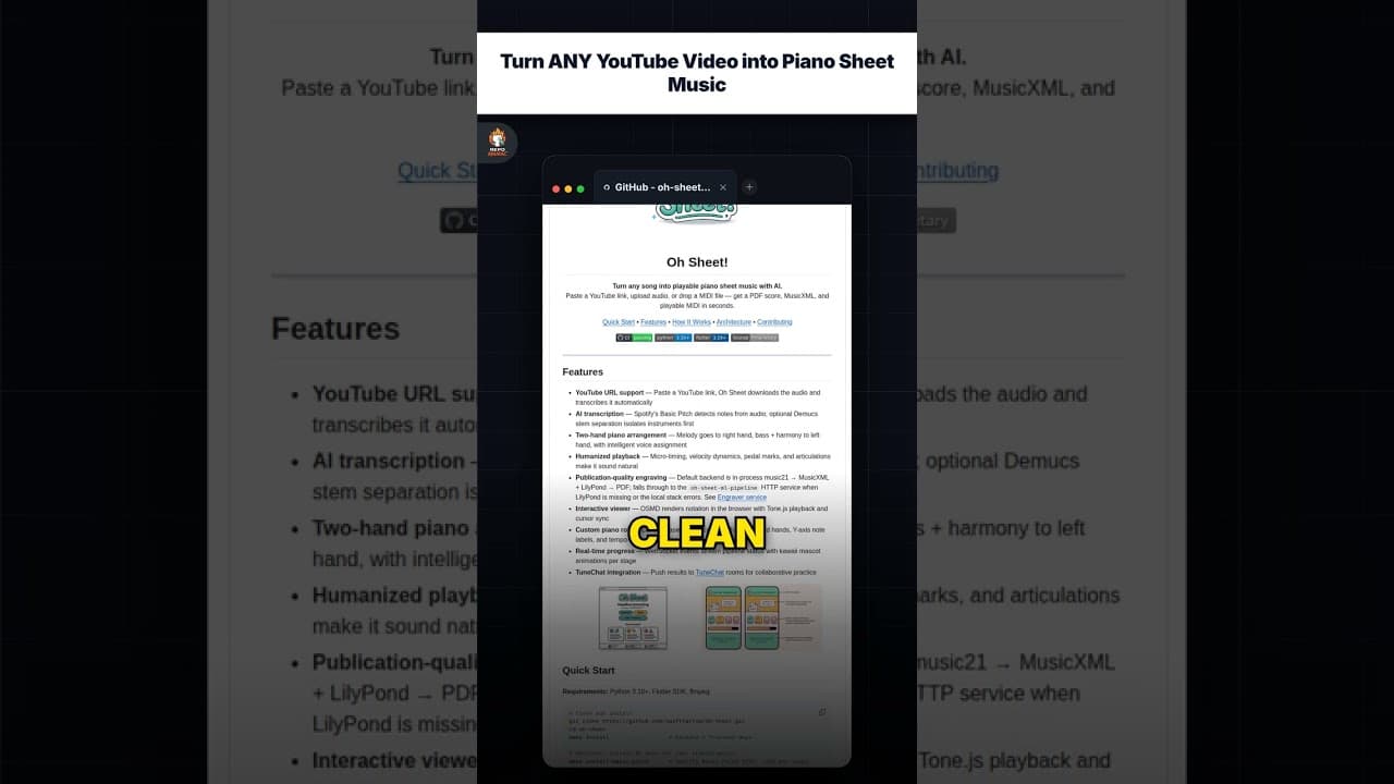 Ubah Video YouTube APA PUN menjadi Partitur Piano — repo signal thumbnail