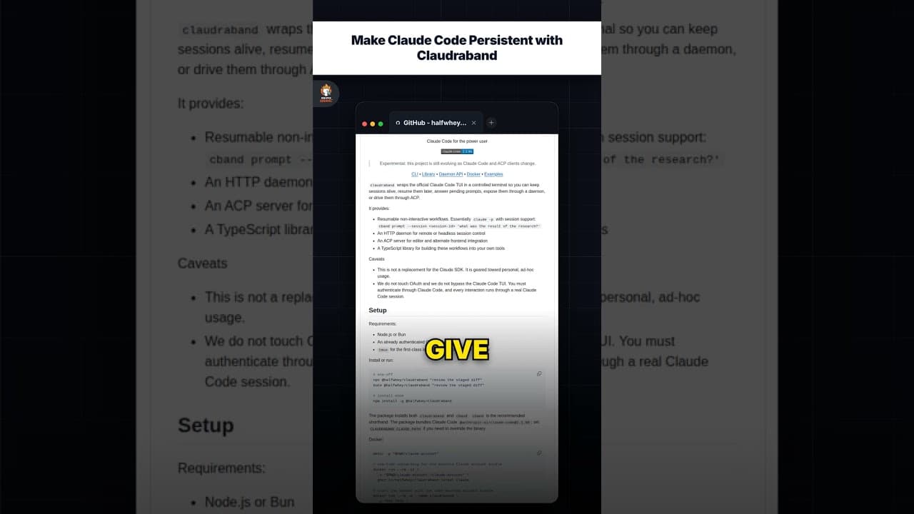 Claude Code को Claudraband के साथ स्थायी बनाएं — repo signal thumbnail