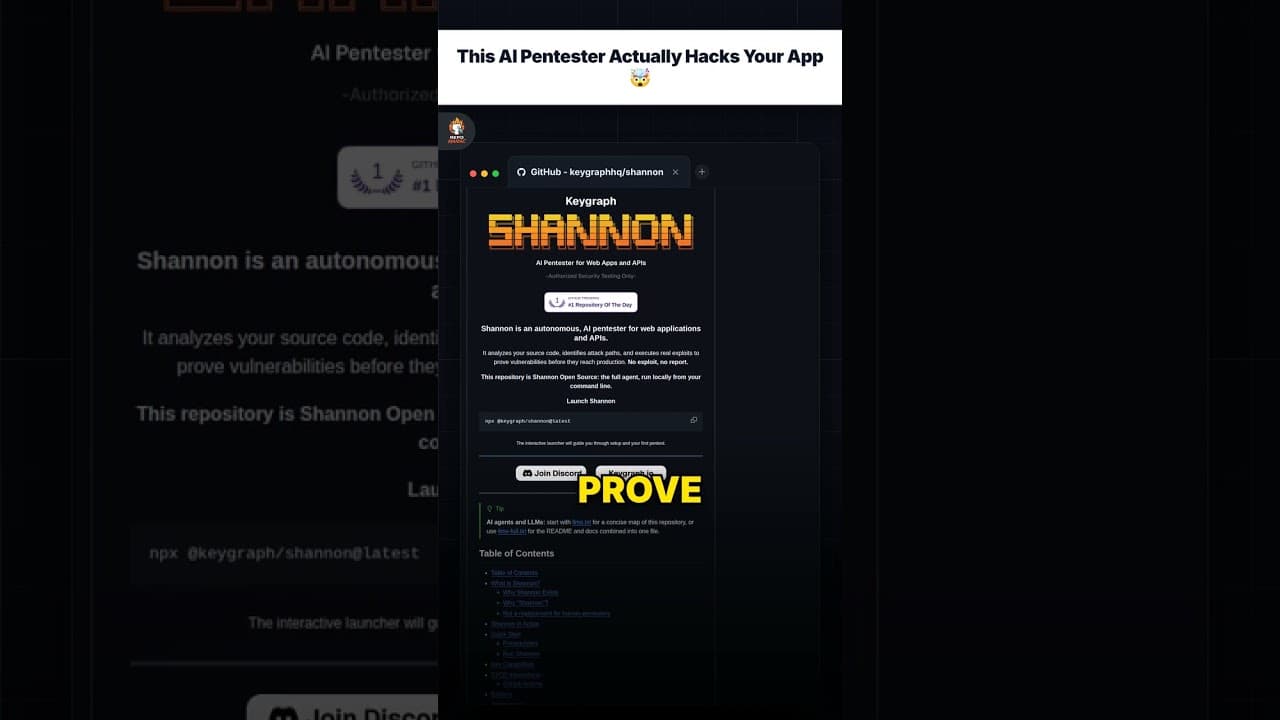 This AI Pentester Actually Hacks Your App 🤯 — repo signal thumbnail