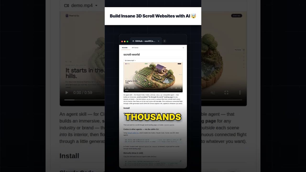 Build Insane 3D Scroll Websites with AI 🤯 — repo signal thumbnail
