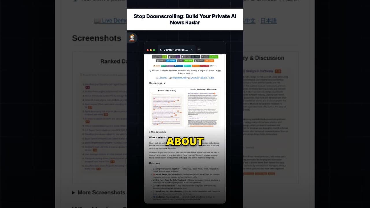 डूमस्क्रॉलिंग बंद करें: अपना निजी AI न्यूज़ रडार बनाएं — repo signal thumbnail