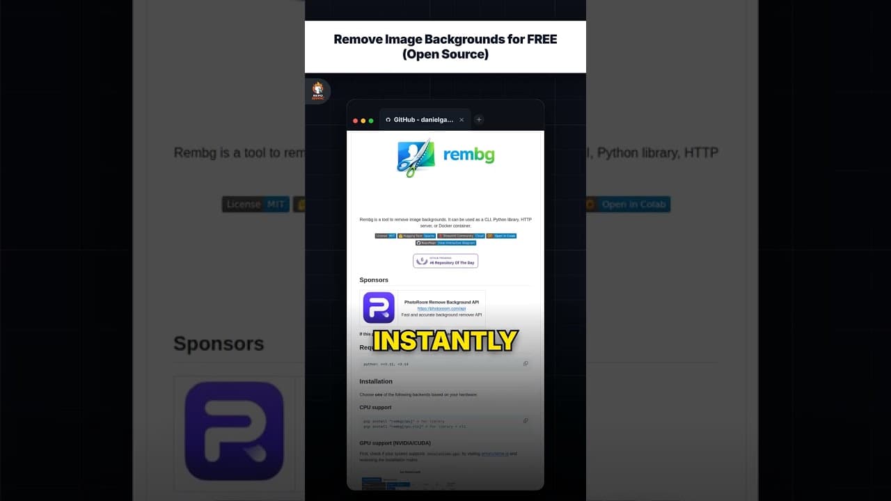 मुफ्त में इमेज बैकग्राउंड हटाएं (Open Source) — repo signal thumbnail